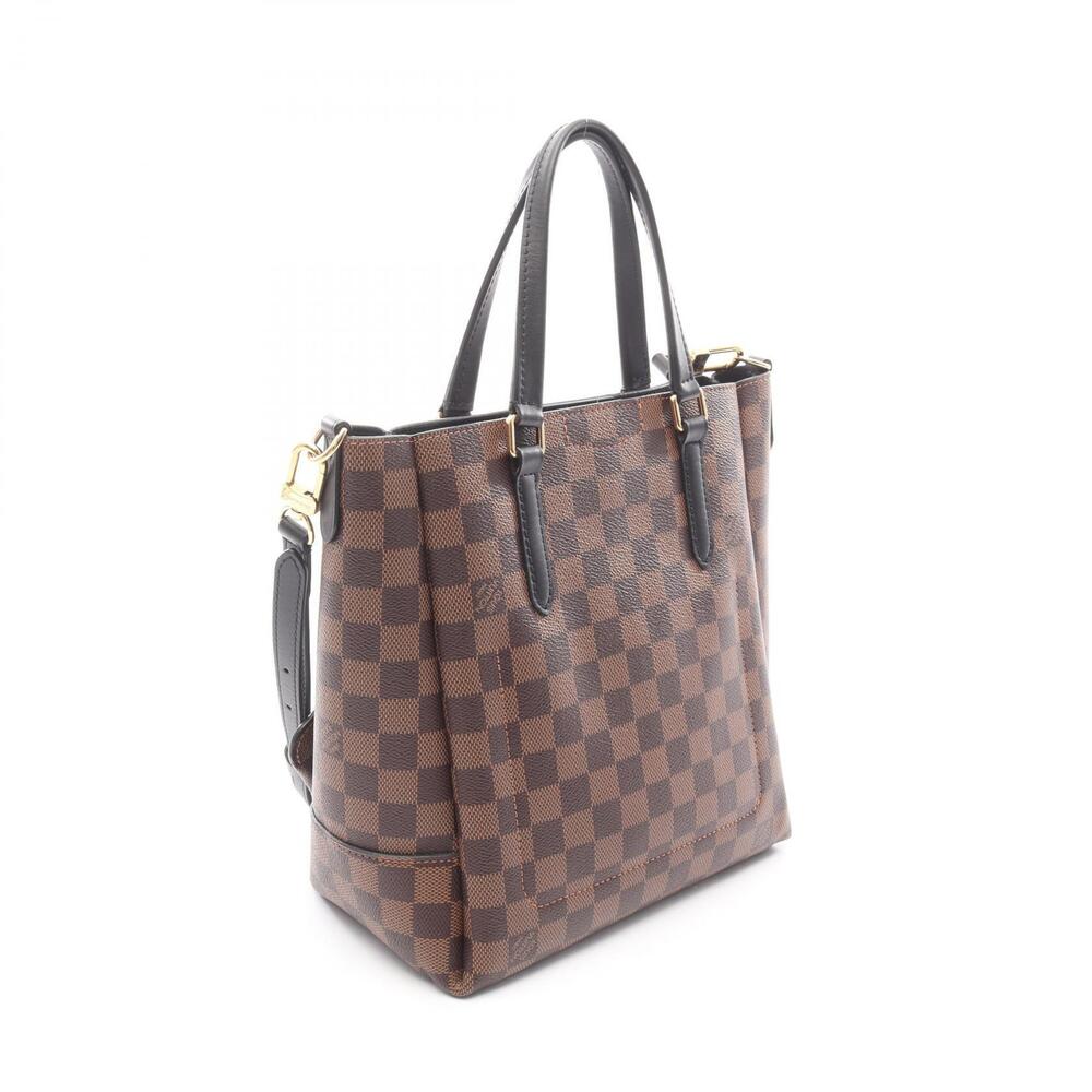 Louis Vuitton Brown leather NV handbag canvas Belmont Ebene Black Damier Noir